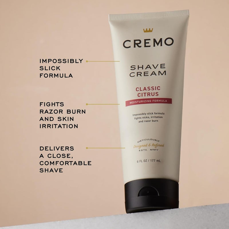 cremo طقم هدايا الحلاقة الأصلي للرجال، يتضمن كريم حلاقة 6 أونصات فائق السلاسة، وشفرات حلاقة من الدرجة الاحترافية للرجال وأربع شفرات احتياطية - Image 5